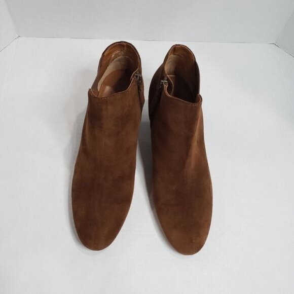 Aquatalia Farrell Waterproof Suede Ankle Booties Size 8.5 in Chesnut Color - Picture 4 of 13